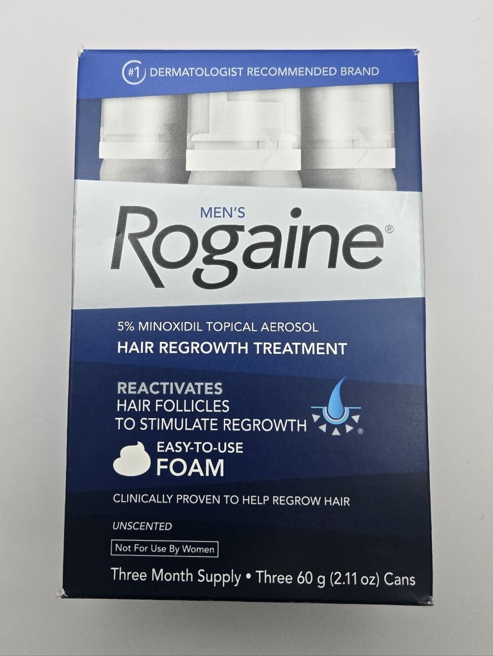 Minoxidil Men's Hair Regrowth Foam, 3 MONTH Supply 08/27